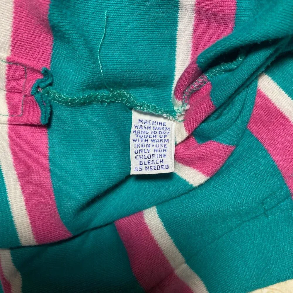 Vintage Polo Ralph Lauren Green w/Stripes Imperfection Golf S/S Shirt Men Large